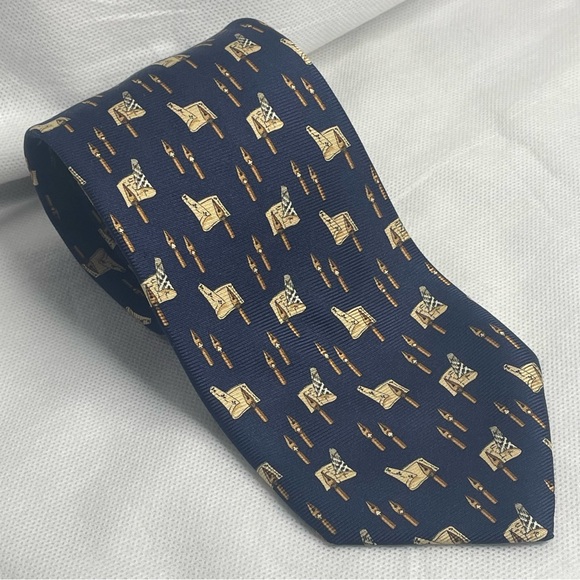 Burberrys of London Silk Neck Tie Fountain Pen Card Suit Pattern Made in Italy - Picture 13 of 14